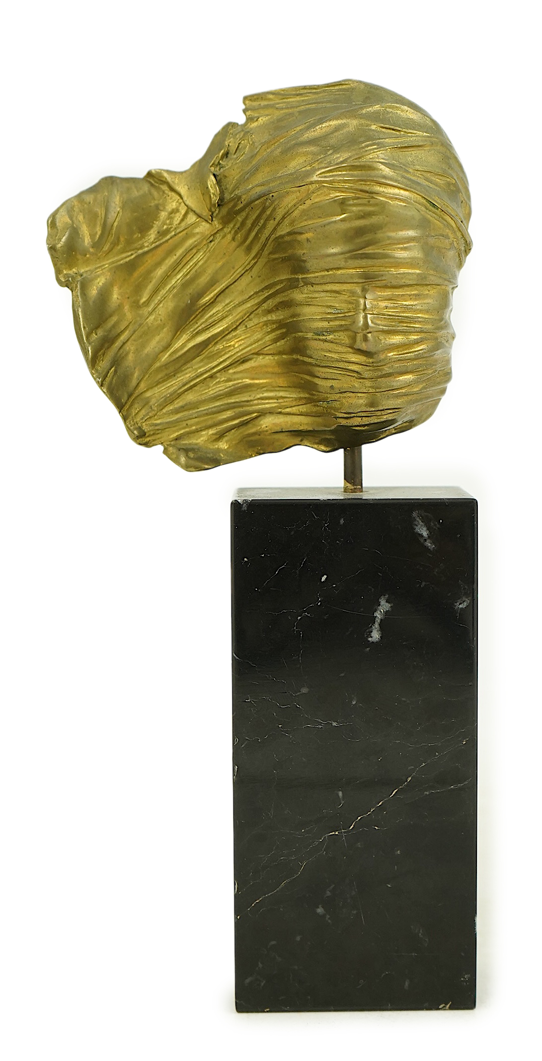 Igor Mitoraj (Polish, 1944-2014), Visage Envolé, bronze and black marble, 16.5 x 7 x 2.5cm